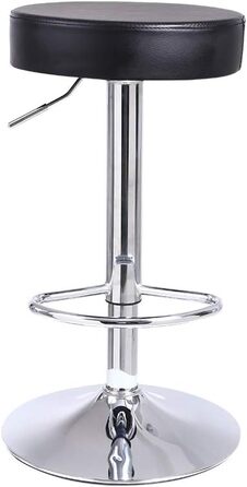 KKTONER Adjustable Height Swivel Bar Stool - PU Leather Office/Spa Work Chair - Black