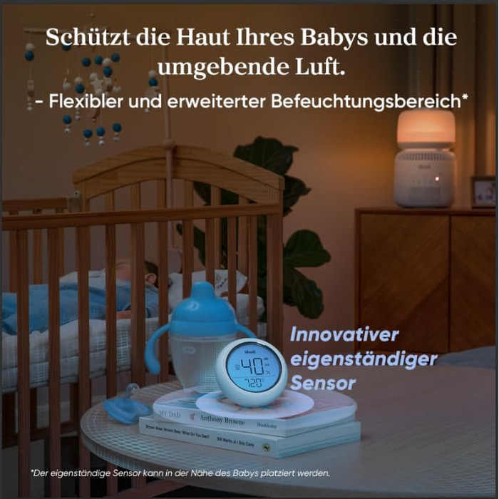 Левіт 19dB: Розумний зволожувач повітря з автовимкненням, датчиком вологості та аромадифузором для дитячої кімнати, спальні, рослин. Об'єм 3л, поворотна на 360°