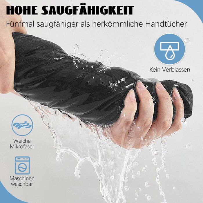 Набір з 3 рушників з мікрофібри (40x80 см) – швидковисихаючі, компактні спортивні рушники для подорожей, басейну, фітнесу, пляжу та спорту