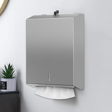 NICEME Paper Towel Dispenser, Paper Towel Holder with Lock, Multi-Fold Paper Towel Holder for Bathroom, Kitchen, Office, Holds 350-550 Sheets