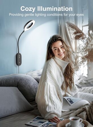 Світлодіодна настільна лампа для читання з USB, 10W, 4 режими кольору, димування, функція автовимкнення, чорна