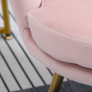 HOMCOM Armchair Living Room Relaxer Lounge Chair with Lotus Shape Upholstered Armchair with Metal Legs, Velvet Look, Single Armchair for Bedroom, Pink | Aosom