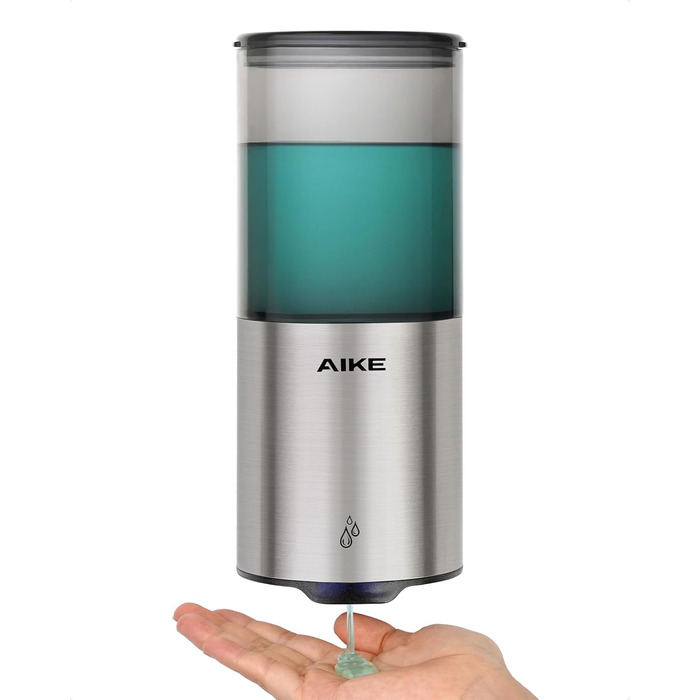 Автоматичний дозатор мила AIKE для рідкої мила, настінний, для кухні та ванної кімнати, IPX7, вологостійкий, 400 мл, з нержавіючою сталлю, шліфована