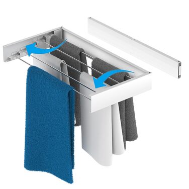 Сушарка для білизни настінна 80 см, висувна стійка, мотузка для білизни, настінний сушар, вантажопідйомність 30 кг, розкладний, економний для балконів/маленьких квартир/стін