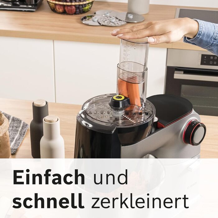 Bosch Kitchen Machine Series 8 MUM9D33S11, 5.5 L Stainless Steel Bowl, Planetary Mixing System, Professional Dough Hook, Beater, Silicone Whisk, 7 Work Stages, Continuous Slicer, 3 Discs, 1600 W, Silver