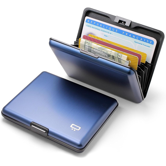 Гаманець ÖGON DESIGNS Smart Case Big Stockholm з алюмінію, велика місткість, RFID захист, Navy Blue