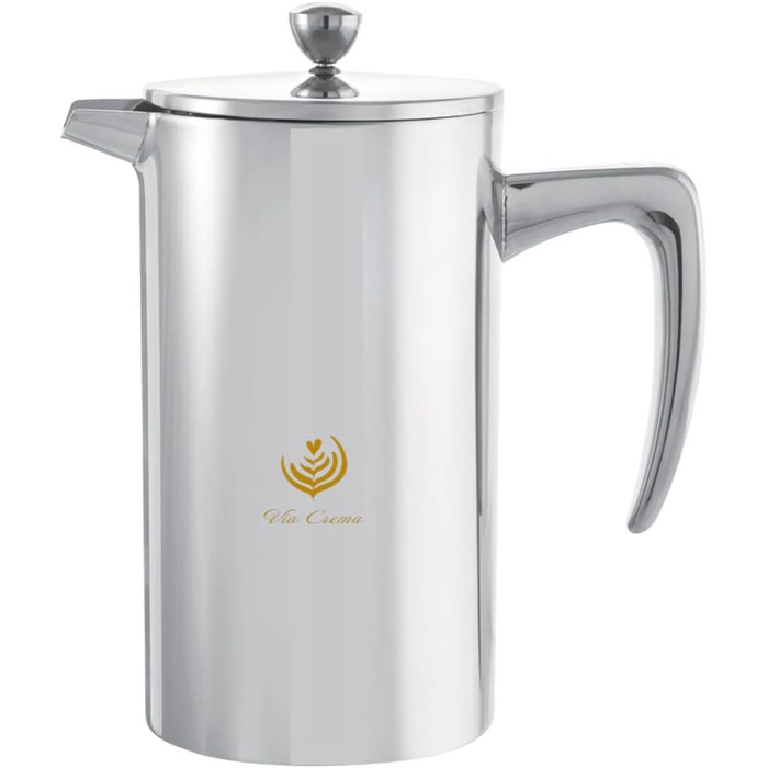 Френч-прес VIA CREMA зі скла та нержавіючої сталі, 800/1000 мл