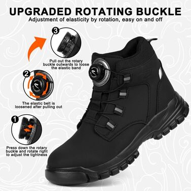 Черевики безпеки для чоловіків та жінок, водонепроникні, зі сталевим підноском, робочі черевики з поворотним затискачем, черевики з захистом від порізів, легкі, з антиковзким покриттям, шкіряні, розмір 40-46, 44 EU