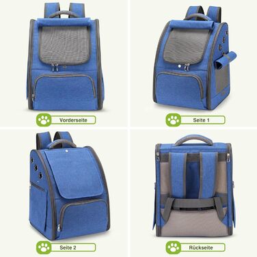 Рюкзак для котів та собак ALLSOPETS, складаний, дихаючий з сонцезахистом для маленьких тварин. Ідеально для подорожей, кемпінгу та піших прогулянок (Королівський синій)