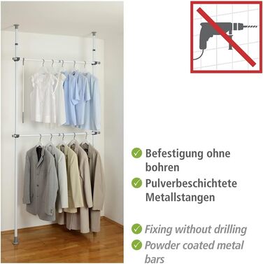 WENKO Telescopic Wardrobe System Hercules Basic (White, Single)