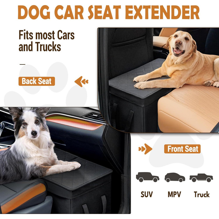 Розширювач для автокрісла для собак UNICITII, органайзер для пасажирського та заднього сидіння, чорний, L (51x29x36 см)