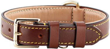 Нашийник для собак Brute Strength з натуральної шкіри, чорний, з чорними швами (M, 36-43 см)