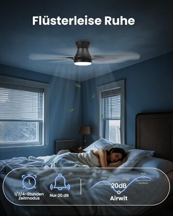 Стелянка-вентилятор 106 см з підсвічуванням, двосторонні лопаті, тихий, з пультом, LED лампа для спальні/вітальні, DC мотор, колір темне дерево