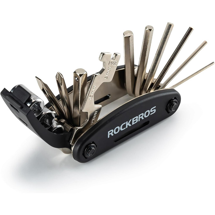 Набір інструментів ROCKBROS для ремонту велосипеда 16 в 1, складаний, чорний