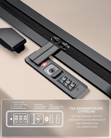 Набір валіз FERGÉ 3 шт. з жорстким корпусом та TSA-замком. Валізи-троліки (ручна поклажа, L, XL). Жорсткі валізи з міцного полікарбонату (3 шт., Ivory-matt)