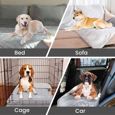 PETTOM Деки для собак та котів, флісова підстилка, водовідштовхувальна, 152 x 127 см (Світло-сірий + Бежевий)