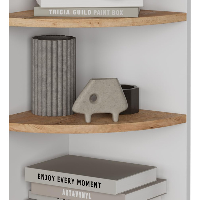 Vicco Corner Shelf Ecki, Bookshelf, White/Gold Kraft Oak, 30 x 60 cm