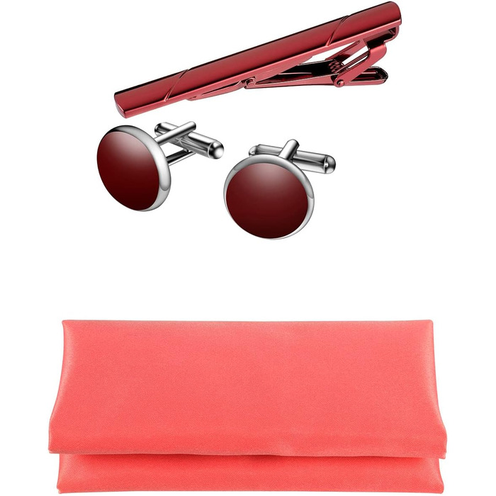 Набір краваток Tie G U Style (5 шт.) у подарунковій коробці: однотонні краватки, сатинова метелик, кишеньковий хустинка, реверс, краваткові застібки (Coral Black Box)