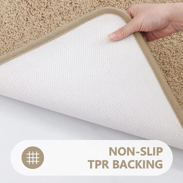 Килимок для ванної кімнати Homaxy: антиковзаючий, м'який, пухнастий, з мікрофібри, 60 x 120 см, бежевий