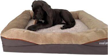 Ортопедичне ліжко для собак Emmi-pet – ергономічне диван для великих собак 120x85x25 см – миється, м'яке, з антиковзаючим покриттям, довговічне та дихаюче – адаптована форма для тіла (S (68x51 см))