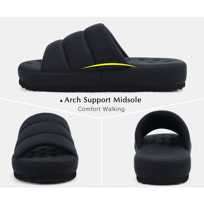 Чоловічі домашні тапочки KuaiLu, модна стежка, тканинні сандалії, комфортні, з піною пам'яті, для дому та вулиці, чорні, 44 EU