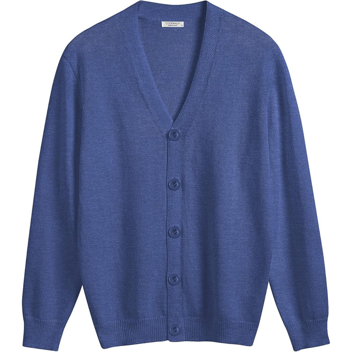 Чоловічий в'язаний кардиган COOFANDY з V-подібним вирізом, повсякденний, легкий, на ґудзиках, синій (M)