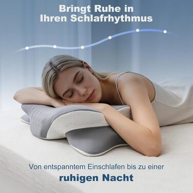 Подушка для шиї та голови з 3D-підтримкою шиї, CertiPUR-US та OEKO-TEX сертифікацією, для тих, хто спить на боці, спині та животі. Дихаюча, знімний та пральний чохол.