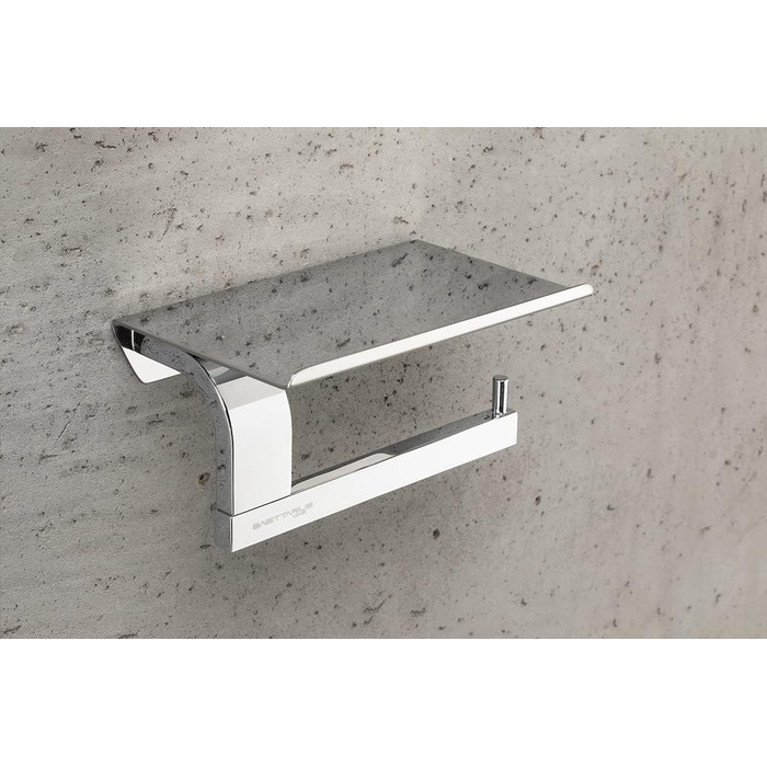 Stainless Steel Toilet Paper Holder with Shelf - Chrome Finish | Premium Toilet Paper Holder with Phone Storage | Bathroom Tissue Dispenser
