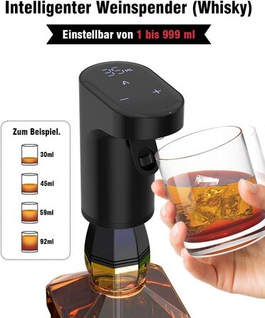 Electric Wine Decanter, Aerator, Dispenser, Pourer, Whisky Liqueur Pump, Funny, Unique, Birthday Gift, Men, Women, Mom, Dad, Boss, Brother, Husband (Black)
