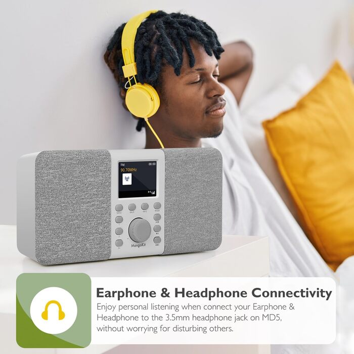 Радіоприймач MD5 Stereo DAB+ з Bluetooth, сірий - цифрове радіо DAB, FM, годинник, будильник