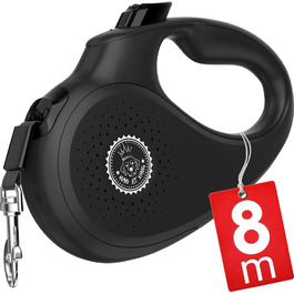 Extendable Dog Leash - 8m Retractable Leash for Small & Large Dogs - 50kg Weight Limit - Black