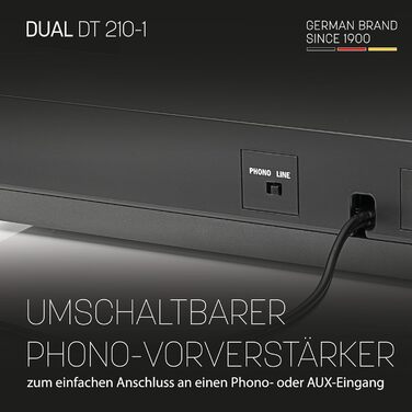 Програвач вінілу Dual DT 210-1 USB: 2 швидкості, магнітний звукознімач, ремінний привід, USB для оцифрування, чорний