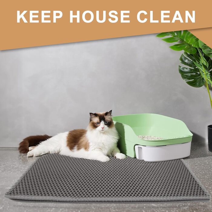 Килимок для котячого туалету Garoopion Katzenklo Matte, 90x76 см, EVA, стільниковий, сірий, двошаровий