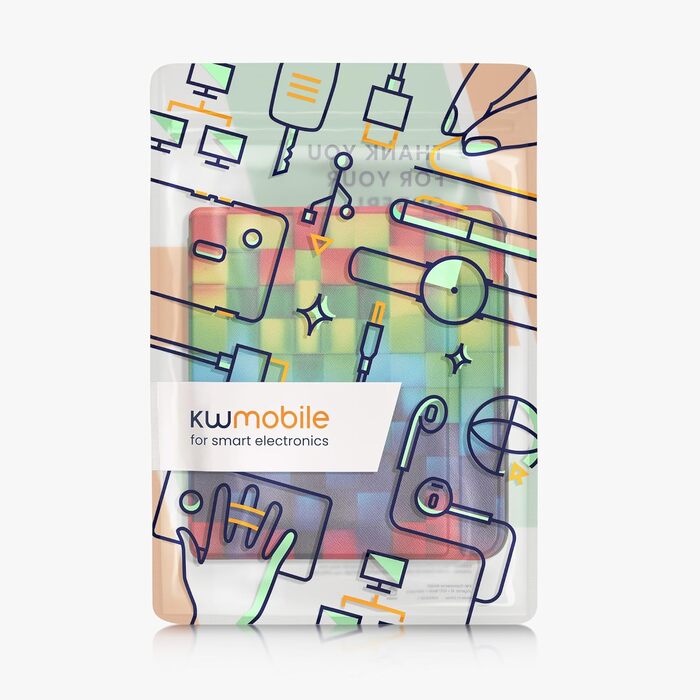 Чохол-книжка kwmobile для Kobo Libra Colour/Tolino Vision Color - яскравий чохол для eReader (кольорові кубики, зелено-блакитний)