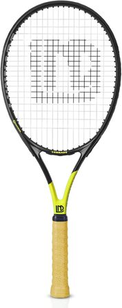 Тенісний racket LUNNADE для дорослих, 27 дюймів, міцний, легкий, попередньо натягнутий, з можливістю перетягування, підходить для початківців та досвідчених гравців (Чорний + Жовтий)
