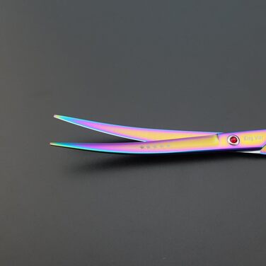 Набір професійних ножиць для грумінгу Kingstar A563, титанове покриття, прямі та вигнуті ножиці, гребінець, догляд за собаками, 20.3 см (8 дюймів), райдужний колір, 3-частинний набір