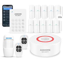 Бездротова сигналізація AGSHOME для дому, 15 елементів, Wi-Fi, 120 дБ, розширювана, сумісна з Alexa та Google Assistant