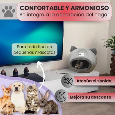 Кігтеточка-будиночок для котів у сірому кольорі – затишне місце для сну та відпочинку, лежанка з м'яким, пральним подушком та іграшковою кулькою, для котів та дрібних домашніх тварин