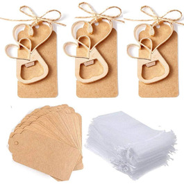 Awtlife 30-Piece Doppelherz Bottle Openers, Wedding Favors, with Label, Transparent Bag for Wedding, Party, Guest Gifts, Christmas