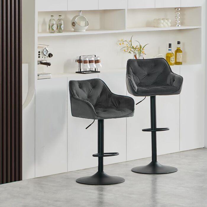JaHECOME Adjustable Bar Stools Set of 2 - Grey Backrest Counter Height Stools for Kitchen Bar
