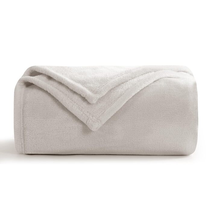 Тепла флісова ковдра Aisbo 150x200 см - м'яка ковдра для дивана, плед в вітальню, теплий плед для зими (150 x 200 см, Бежевий)