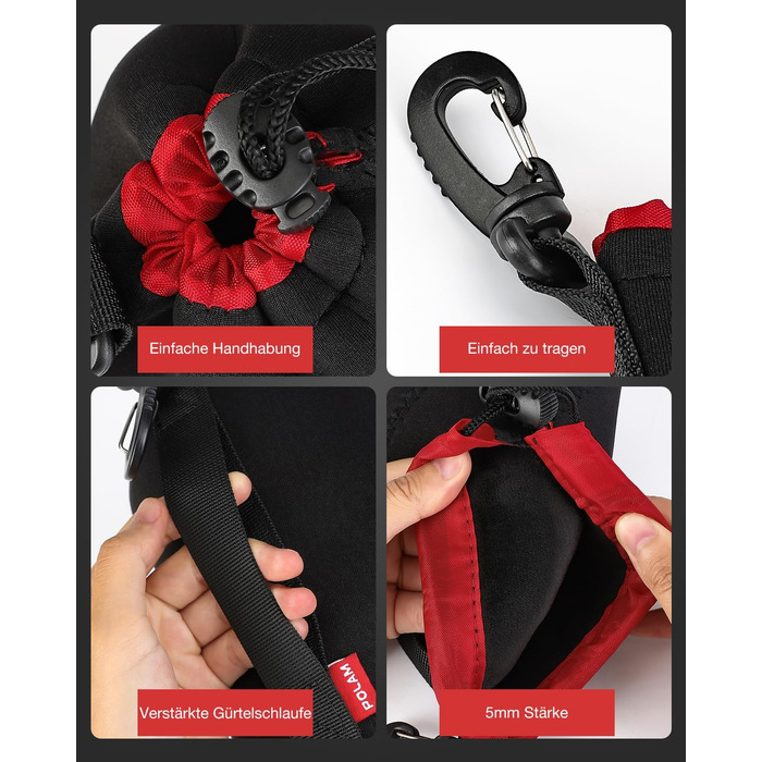 Набір чохлів для об'єктивів з неопрену, 4 розміри, для Canon, Nikon, Tamron, Sigma, Pentax, чорний/червоний