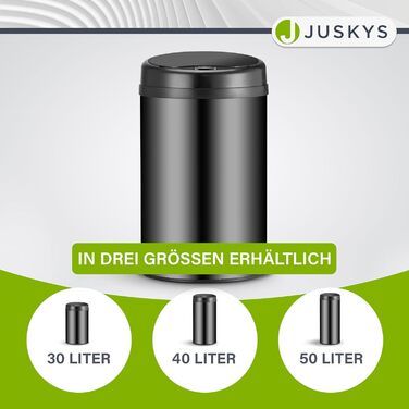 Відро для сміття Juskys з датчиком руху, 30 л, нержавіюча сталь, з кришкою-затискачем для пакетів, безконтактне відкриття