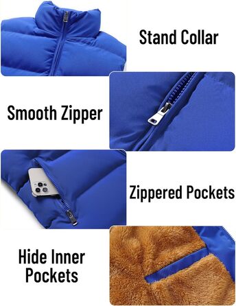 Чоловічий зимовий жилет AIEOE з утеплювачем, степване пошиття, жилет без рукавів, синій, розмір XL