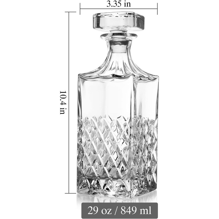 LIGHTEN LIFE Whisky Decanter 849 ml Lead-Free Whisky Carafe with Stopper in Gift Box, Crystal Scotch Decanter, Premium Bourbon Decanter, Spirits Decanter for, Bourbon, Carafe for Men