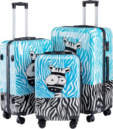 Чемодан Xonic Design: міцний корпус, 360° обертання, кодовий замок, полікарбонат, L/XL або набір 3 шт (Зебра)