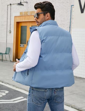 Чоловічий пуховий жилет Flygo - теплий, легкий, без рукавів, блакитний (XL)