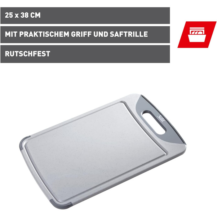 Дуршлаг Silit 38 x 25 см, прямокутний, з ABS-пластику, для нарізання, з жолобками для соку, з ручкою, придатний для миття в посудомийній машині, бережний до ножів