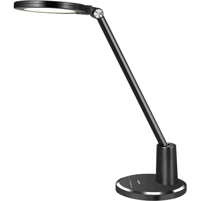 JUKSTG LED Desk Lamp - 12W Adjustable Office Table Lamp with Touch Control, Dimming, 10 Brightness Levels, 5 Color Modes, Eye Protection for Reading, Work, Kids - White/Black