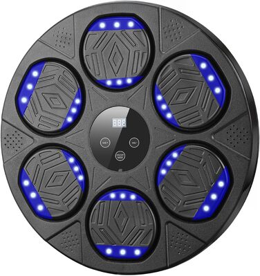 Музична боксерська машина Silencomfort з LED-підсвіткою та кріпленням для рукавичок, 9 режимів швидкості та режим підрахунку, Bluetooth для занять та зняття стресу (чорний)